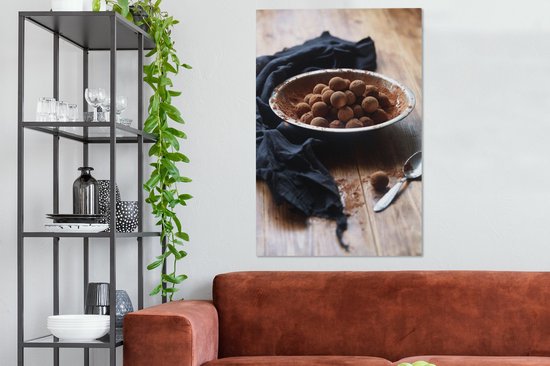Un bol de truffes au chocolat vegan sur toile 80x120 cm - Tirage photo sur toile (Décoration murale salon / chambre)