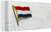 Canvas Schilderij Speld van de Nederlandse vlag - 40x20 cm - Wanddecoratie