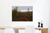 Canvas Schilderij Het herfstlandschap van het Nationaal park Padjelanta in Zweden - 80x60 cm - Wanddecoratie