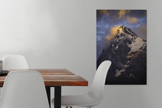 Cloudy Eiger au coucher du soleil en Suisse Toile 60x90 cm - Tirage photo sur toile (Décoration murale salon / chambre)