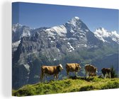 Canvas Schilderij Uitzicht op Eiger in de vallei van Grindelwald in Zwitserland - 120x80 cm - Wanddecoratie