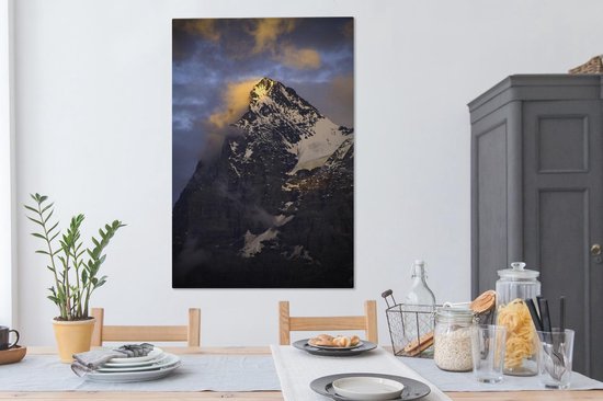 Cloudy Eiger au coucher du soleil en Suisse Toile 80x120 cm - Tirage photo sur toile (Décoration murale salon / chambre)