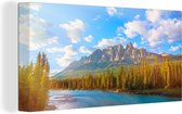 Canvas Schilderij Bow River in het Nationaal park Banff in Noord-Amerika - 80x40 cm - Wanddecoratie