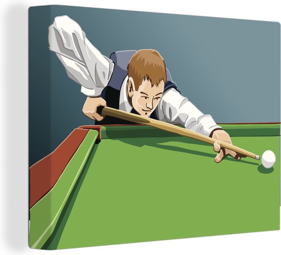 Une illustration d'un homme qui frappe en jouant au billard toile 80x60 cm  - Tirage... | bol