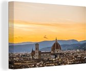 Canvas Schilderij Florence - Zon - Kathedraal - 90x60 cm - Wanddecoratie