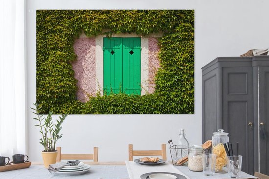 Portes pliantes sur le côté de la ferme du jardin de Monet en France Toile 180x120 cm - Tirage photo sur Toile (Décoration murale salon / chambre) XXL / Groot format!