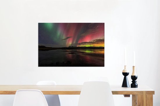 Northern Lights in Iceland Canvas 80x60 cm - Tirage photo sur toile (Décoration murale salon / chambre)