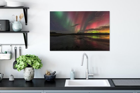 Northern Lights in Iceland Canvas 80x60 cm - Tirage photo sur toile (Décoration murale salon / chambre)