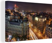 Gran Via van Madrid Canvas 30x20 cm - klein - Foto print op Canvas schilderij (Wanddecoratie woonkamer / slaapkamer)
