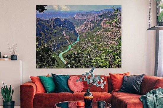 Canvas schilderij 160x120 cm - Wanddecoratie Uitzicht op de Gorges du Verdon in de Alpen - Muurdecoratie woonkamer - Slaapkamer decoratie - Kamer accessoires - Schilderijen
