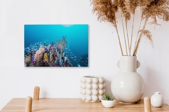 Récif de corail dans une mer d'un bleu profond Toile 30x20 cm - petit - Tirage photo sur toile (Décoration murale salon / chambre)