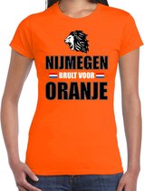 Oranje supporter t-shirt voor dames - Nijmegen brult voor oranje - Nederland supporter - EK/ WK shirt / outfit 2XL
