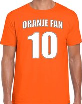 Oranje fan nummer 10 oranje t-shirt Holland / Nederland supporter EK/ WK voor heren S