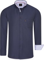 Cappuccino - Heren Overhemd - Borstzakje - Model Razzi - Navy