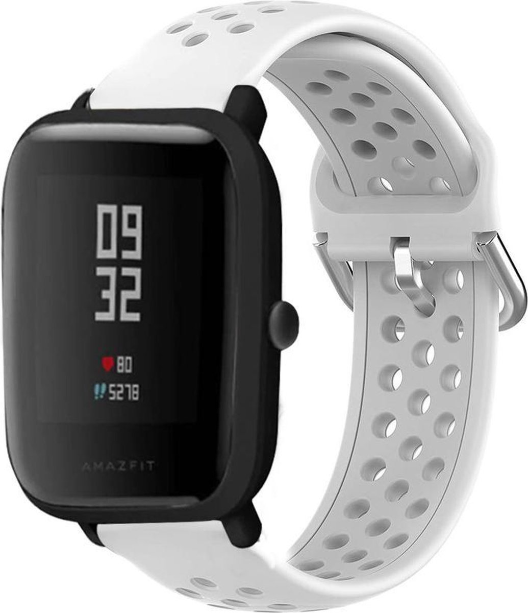 Xiaomi siliconen bandje met gaatjes geschikt voor Amazfit Bip 42mm - wit