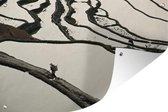 Tuindecoratie Chinese rijstvelden zwart-wit fotoprint - 60x40 cm - Tuinposter - Tuindoek - Buitenposter