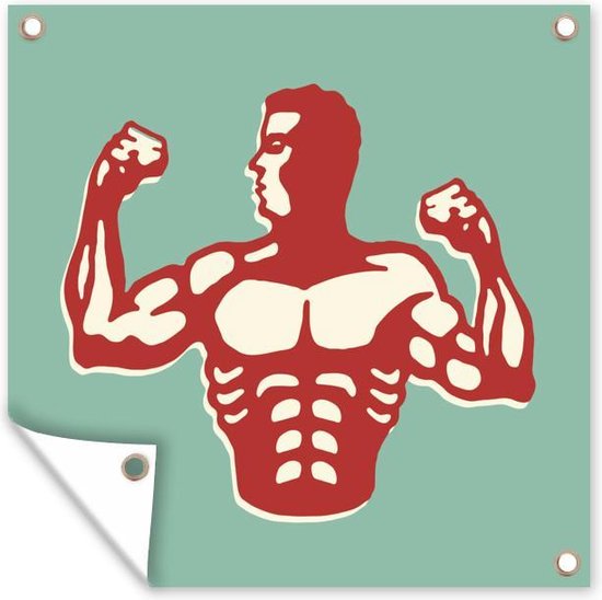 Tuin decoratie Een illustratie van een man die aan bodybuilding doet - 40x30 cm - Tuindoek - Buitenposter