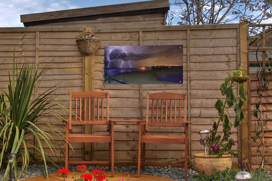 Affiche de jardin éclairs au coucher du soleil 60x30 cm - petit - Toile de jardin / Toile d'extérieur / Peintures d'extérieur (décoration de jardin)