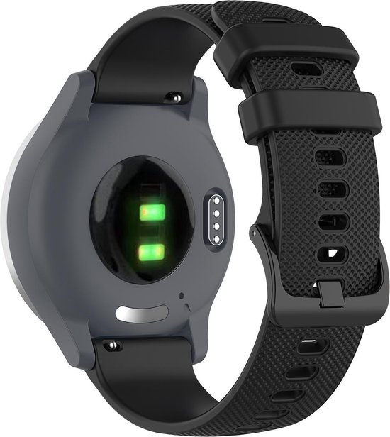 YONO Siliconen Sport Bandje 20mm - Horlogebandje geschikt voor Samsung Galaxy Watch 6 / 5 / Pro / 4 / 3 / Active 2 - Garmin Approach / Forerunner / Venu 2 Plus / SQ / Vivomove - Polar Ignite / Unite – Huawei - Zwart