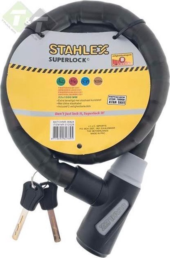Stahlex Kabelslot - 22 x 1000 mm - Fijngevlochten Staal - Zwart van Stahlex — afbeelding 2