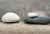 Tuinposter - Zen - Steen / stenen in wit / beige / bruin   - 160 x 240 cm.