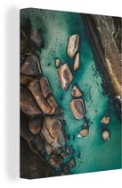 Canvas Schilderij Water - Stenen - Zee - 90x120 cm - Wanddecoratie