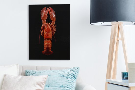 Homard cuit à la vapeur sur une toile de fond noir 2cm 30x40 cm - petit - Tirage photo sur toile (Décoration murale salon / chambre) / Animaux sauvages Peintures sur toile