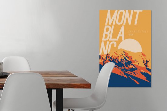 Illustration du Mont Blanc au coucher du soleil sur toile 2cm 40x60 cm - Tirage photo sur toile (Décoration murale salon / chambre)