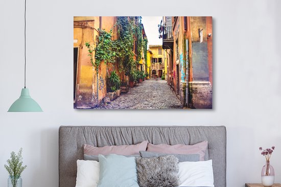 Ancienne ruelle de Rome 180x120 cm - Tirage photo sur toile (Décoration murale salon / chambre) XXL / Groot format!
