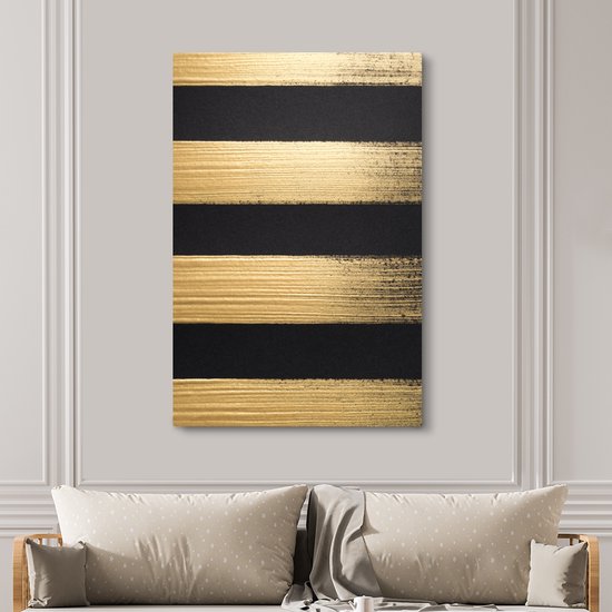 Quatre coups de pinceau dorés 120x180 cm - Tirage photo sur toile (Décoration murale salon / chambre) XXL / Groot format!