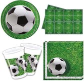 Voetballen verjaardag versiering - borden / bekers / servetten / tafelkleed - Voetbal kinderfeestje