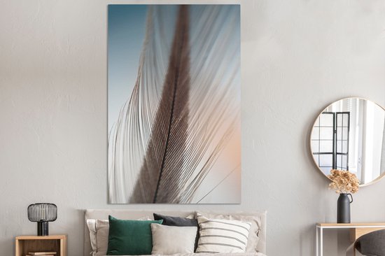Gros plan d'une toile plume 2cm 120x180 cm - Tirage photo sur toile (Décoration murale salon / chambre) XXL / Groot format!