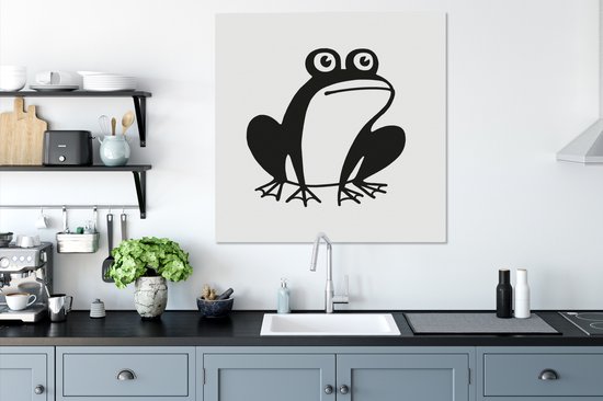 Peintures sur Toile Grenouille - Zwart - Wit - Animaux - 90x120 cm - Décoration murale