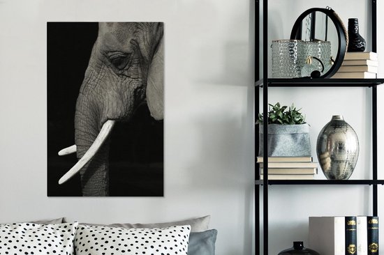Tableau Toile Éléphant - Animal - Défense - 60x90 cm - Décoration murale