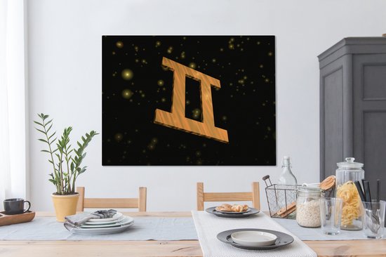 Peintures sur toile - Le signe des Gémeaux parmi les étoiles - 120x90 cm - Décoration murale