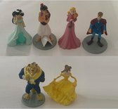 Disney mini taarttopper prinsen/ prinesessen oa Belle, Doornroosje en Jasmin - 4,5cm