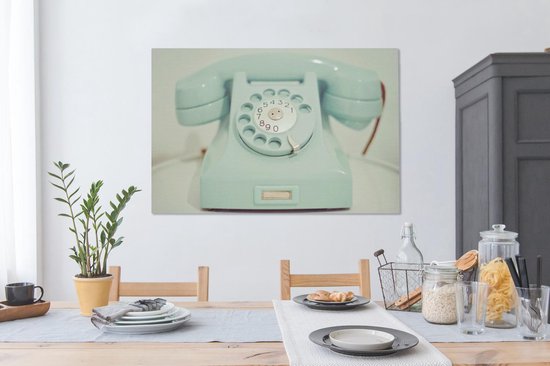 Un téléphone rétro vert 120x80 cm - Tirage photo sur toile (Décoration murale salon / chambre)