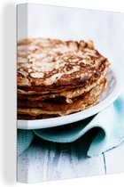 Crêpes savoureuses cuites au four sur une assiette blanche Toile 120x160 cm - Tirage photo sur Toile (Décoration murale salon / chambre) XXL / Groot format!