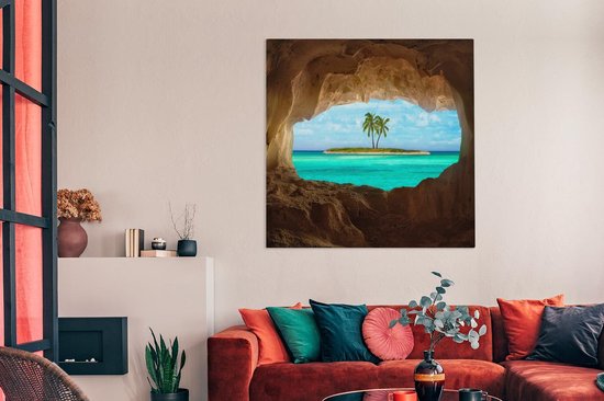 Peintures sur Toile - Paradis Tropical aux Caraïbes - 160x120 cm - Décoration murale XXL
