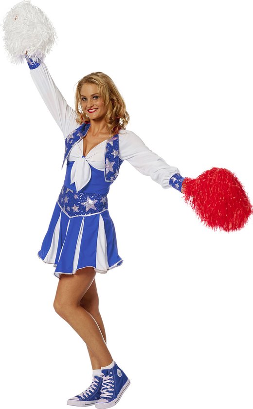 Cheerleader kostuum blauw - Luxe