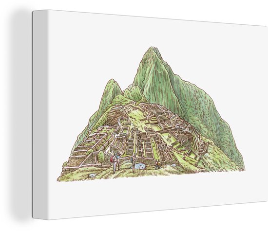 Illustration de la vue du Machu Picchu en Colombie 120x80 cm - Tirage photo sur toile (Décoration murale salon / chambre)