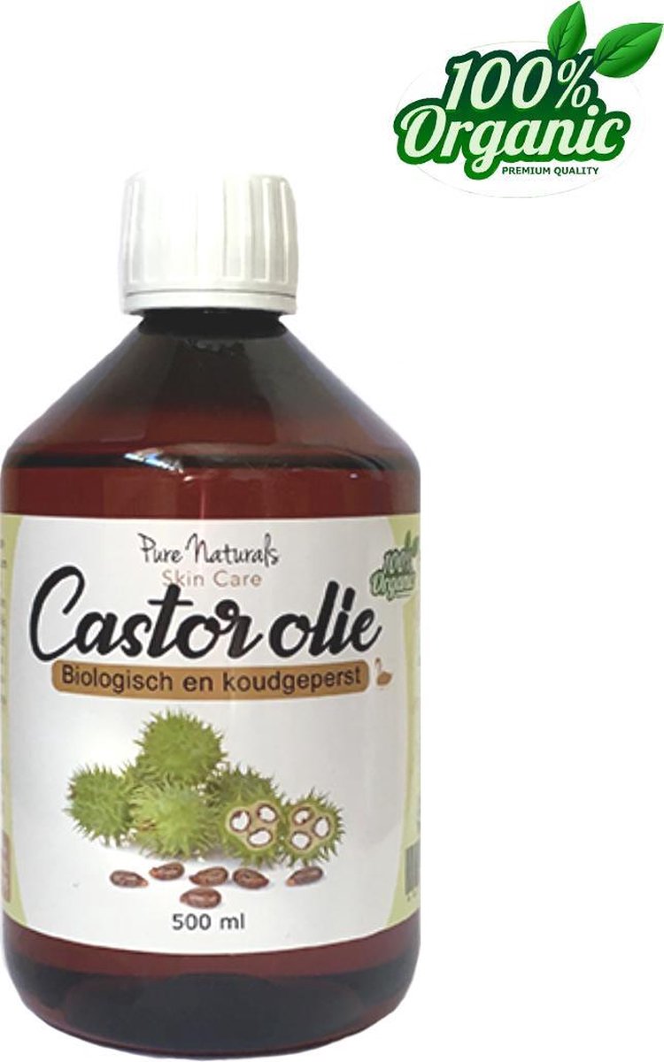 Castor Olie 500 ml - Koudgeperst en ongeraffineerd - Biologisch - Puur - Haar, huid en wimpers - Wimperserum - Pure Naturals