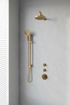 Brauer Gold Edition thermostatische inbouw doucheset - geborsteld goud PVD - hoofddouche 20cm - wandarm - ronde handdouche - met glijstang