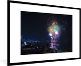 Cadre photo festival de feux d'artifice noir avec passe partout blanc 60x90