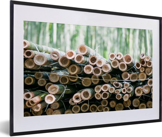 Fotolijst incl. Poster - Stapel gesneden bamboe Arashiyama - 60x40 cm - Posterlijst