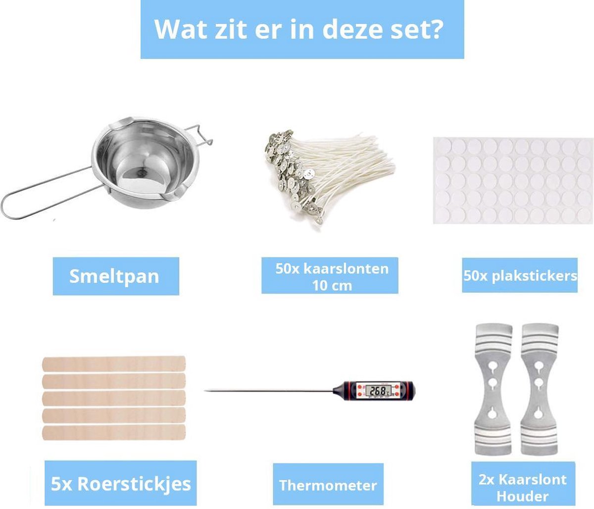 Candle making kit - Kaarsen maken set - Kaarsen maken voor volwassenen - Kaarsen maken kinderen - zelf kaarsen maken - Candle kit - Kaarsenlont — afbeelding 2