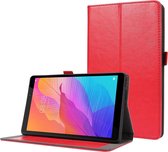 Voor Huawei MatePad T8 8.0 2-opvouwbare zakelijke horizontale flip PU lederen tas met kaartsleuven en houder (rood)