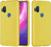 Voor Motorola Moto One Hyper effen kleur vloeibare siliconen valbestendige volledige dekking beschermhoes (geel)