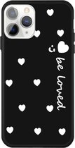 Voor iPhone 11 Pro lachend gezicht Meerdere liefdeshartjes patroon Kleurrijke Frosted TPU telefoon beschermhoes (zwart)