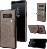 Voor Samsung Galaxy Note 8 reliëfpatroon PU + TPU beschermhoes met houder & portemonnee & kaartsleuven (grijs)